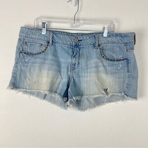 American Eagle Outfitters Light Blue Distressed Denim Jean Shorts
